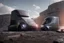 Placeholder: A Tesla 'Semi' (semi truck) is parked, within the trench of the Death Star. (CINEMATIC, WIDE ANGLE LENS, PHOTO REAL)