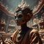 Placeholder: Photorealistic. Hypnotic Perspective. Space Opera, Psychonaut, Enlightenment, samadhi. Tantric Psychedelic Tripping robot Monk, hallucinating an illusion. Sparkles scintillate through the air. Everythings is covered in an intricate etched fractal paisley pattern.alien temple with hindu like sculptures and motifs.