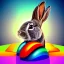 Placeholder: A rabbit is sliding on the rainbow.