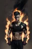 Placeholder: Boy with muscle and black clothes and power fire