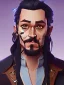 Placeholder: Portrait of a 30 year old strange gay wizard like Jack Sparrow