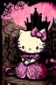 Placeholder: hello kitty in the style of arthur rackham, pink tones.