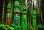 Placeholder: A green cybernetic forest designed in pacific Northwest totem poles painted by Gustave Courbet