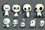 Placeholder: make a bunch of simple hand-drawn spooky and cute cartoon characters with bodies arms, and legs I could draw and make them all different