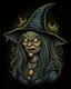 Placeholder: Ugly Witch tattoo design, traditional tattoo style, t-shirt design, fantasy art, digital painting, clean dark background, 8K