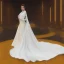 Placeholder: model shoot style, digital art portrait of (Princess Leia) ((dressed in white and gold gown)), surrounded by stars, ultra-detailed, ultra quality, ((official character art)), (dark fantasy), illustration, eerie atmosphere, 8k, cinematic lighting, bokeh