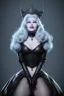 Placeholder: Mae West as evil queen in black leather, leather, busty, cleavage, angry, stern look. character design by cory loftis, fenghua zhong, ryohei hase, ismail inceoglu and ruan jia. unreal engine 5, artistic lighting, highly detailed, photorealistic, fantasy