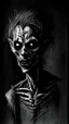 Placeholder: pencil drawing of zombie, Spooky, scary, halloween, black paper