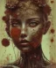 Placeholder: an abstract painting of rusted metal and flowers, portrait, rust, scaffolding, iron cladding, decay, mixed media, textured, anatomically correct, beautiful perfect face, sharp focus, highly detailed