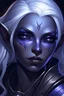 Placeholder: Dungeons and Dragons portrait of the face of a female drow inquisitor blessed by Eilistraee. She has white hair, purple eyes, and is surrounded by moonlight