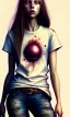 Placeholder: girl, cute, beautiful, by Greg Rutkowski, bruised, bloody, tee shirt, jeans