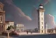 Placeholder: Portici lighthouse ,Vignola classicism ,palladio,rooftitles, uphill road building ,Various colourful city,A beautiful,liveable street with beautiful Human scaled,mid raise building,green building,plants,tree,stairs,detailed facades,hyperrealistic,photorealistic,4k,European city