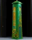 Placeholder: A bluish green tower in a toxic jungle designed in African pottery painted by Gustav Klimt
