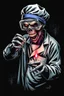 Placeholder: Science experiment Horror zombie surgeon by Richard Corben, Todd Schorr, T-Shirt Design, Black Background