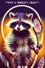 Placeholder: old man in 1928 poster advertising racoon tennis, raccons flying in air between tennis rackets while humans::4 use them as a tennis ball