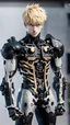 Placeholder: Genos from One Punch Men with black mechanical parts in real life