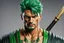 Placeholder: Zoro in 8k live action artstyle, one piece them, Crooked eyebrows, dynamic pose, intricate details, highly detailed, high details, detailed portrait, masterpiece,ultra detailed, ultra quality