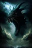 Placeholder: leviathan demon huge long abyssal dark seprent monster beast sky