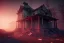 Placeholder:  a quiet place movie , run down, residental homes , night time, destroyed buildings , unity, scriptable render pipeline , red tone , volumetric , blue emission , faded fog , lighting.