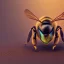 Placeholder: depth of field, cyborg bee, macro lens, hyperphoorealstic