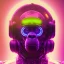 Placeholder: A beautiful portrait of a cyborg monkey purple neon color scheme, high key lighting, volumetric light high details psychedelic background