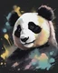 Placeholder: Adorable panda bear, pastel watercolor, soft ambient lighting T-shirt design graphic, vector, contour, flat black background.