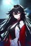 Placeholder: girl, masterpiece, best quality, cinematic lighting, detailed outfit, vibrant colors, perfect eyes, red eyes, long hair, black hair, messy hair, hair between eyes, depth of field, ray tracing, lightning magic, angry, smile,