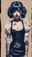 Placeholder: Poster in two gradually, a one side malevolent goth vampire girl face and other side the Singer Melanie Martinez face, full body, painting by Yoji Shinkawa, darkblue and sepia tones,