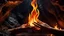 Placeholder: close-up of nature female hands holding a mystical flame, in the background a dark sinister cave, the inside of the cave is illuminated by the flame with dark yellow light,, close shot, detailed, high realistic, perfect photo, dramatic