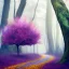 Placeholder: silver bark tree, pink and purple leaves, Model, glitter, fog, willow, forest, beautiful, magic