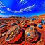 Placeholder: Fantastic mineral constructions and multicolored concretions under a sparkling sky in a desert panorama, reminiscent of the fiery expanses of Arizona