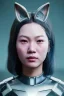 Placeholder: MCU Portrait, Front image, cyberpunk Asian sweet woman with rabbit solid mask, latex dress, highly detailed, concept art, smooth, unreal engine 5, god rays, ray tracing, RTX, lumen lighting, ultra detail, volumetric lighting, 3d, finely drawn, high definition, high resolution.