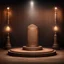 Placeholder: Hyper Realistic traditional Indian product podium with traditional Indian stage lights & dark rustic background