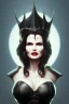 Placeholder: Geena Davis as evil queen in black leather, leather, busty, cleavage, angry, rage, stern look. character design by cory loftis, fenghua zhong, ryohei hase, ismail inceoglu and ruan jia. unreal engine 5, artistic lighting, highly detailed, photorealistic, fantasy