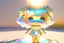 Placeholder: cute 3D chibi goddess in holographic dress in sunshine