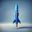 Placeholder: blue rocket cartoon stylized 3d