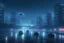 Placeholder: A city that's at night and it's raining and it's foggy and it's flying cars and it's in the future.