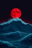 Placeholder: An ocean sure with high waves and a moon in the Background red for the design of the Stranger series Things are mysterious and dark no people