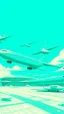 Placeholder: A turquoise airport with jets in Neoclassism art style