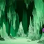 Placeholder: A mint colored cavern with crystals painted by Clyfford Still
