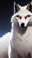 Placeholder: feral, White fur, Werewolf, Red eyes, character, full body portrait, expert, insanely detailed, 4k resolution, cinematic smooth, intricate detail, fluffy, award wining portrait, fox, anthropomorphic fox, werefox, male