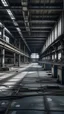 Placeholder: A deserted manufacturing plant with halted production lines.