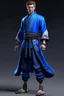 Placeholder: young human rogue in blue accented kimono with light boots full body