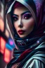 Placeholder: Ultra realistic photo beautiful cyberpunk geisha woman hijaber, futuristic style, HOF, captured with professional DSLR camera, 64k, ultra detailed, fhoto full body angle Raw.