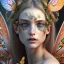 Placeholder: perfect woman, plant metal, feathers, Dryad, butterflies, nature, plants, flower background, face paint, intricate, oil on canvas, masterpiece, expert, insanely detailed, 4k resolution, cinematic smooth, intricate detail, soft smooth lighting, rembrandt style