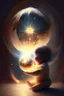 Placeholder: A baby playing with a globe containing the secrets of the universe with an imploding sun in the background and stars flying by