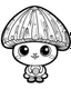 Placeholder: adorable creepy kawaii mushroom boy minimalistic. line art, background, vector, svg, coloring book page style, black outline on white background