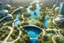 Placeholder: theme park of the city of the future 2050, fairy tale, radiance, abstraction, bird's eye view, walking park
