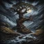 Placeholder: Oilpaint,Colourfull,Natural portal, epic cinematic, breathtaking, intricate, insanely detailed hand drawing of dramatic storm clouds, dark night and bright moonlight on an aesthetically remarkable old oak tree tousled by the stream, a restless river, a winding path, mountains, in the style of Tomasz Allen Kopera, Dariusz Zawadzki, Andreja Peklar, Ivan Shiskin, Jean-Baptiste Monge, Rebecca Guay, breathtaking surreal landscape ​