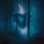 Placeholder: fog in the forest at night with an electric heart